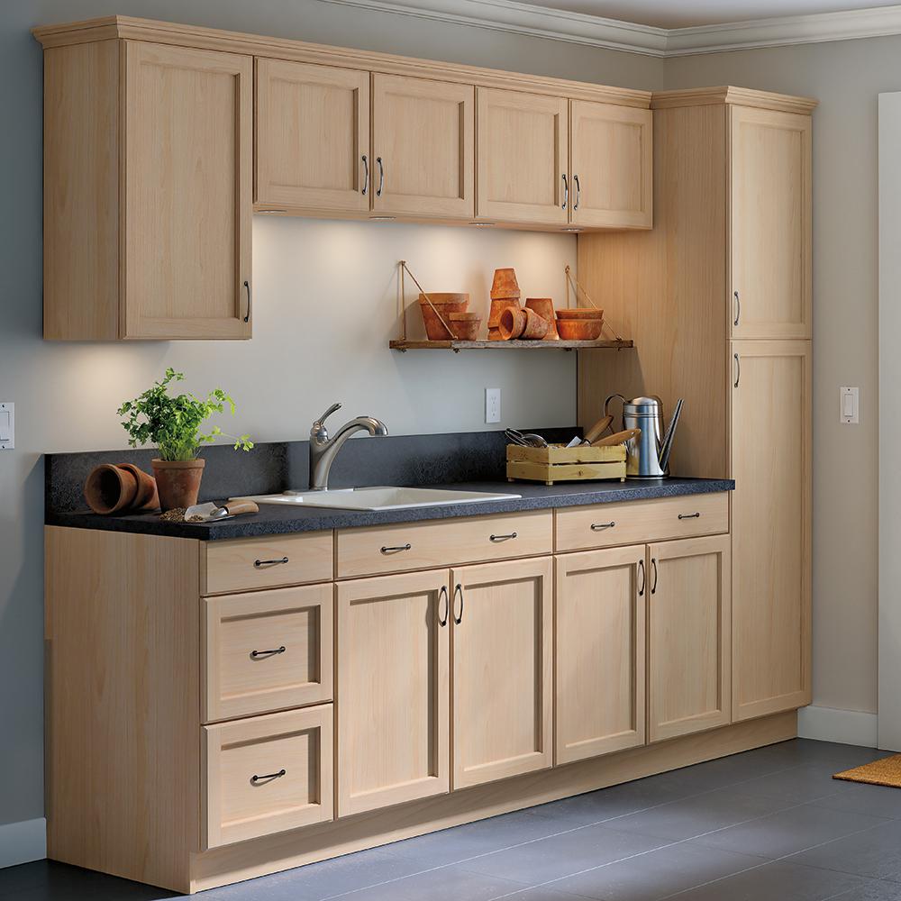 Hampton Bay Easthaven Shaker Assembled 36x24 5x34 5 In Frameless Blind Base Corner Cabinet In Unfinished Beech Eh3635l Gb The Home Depot