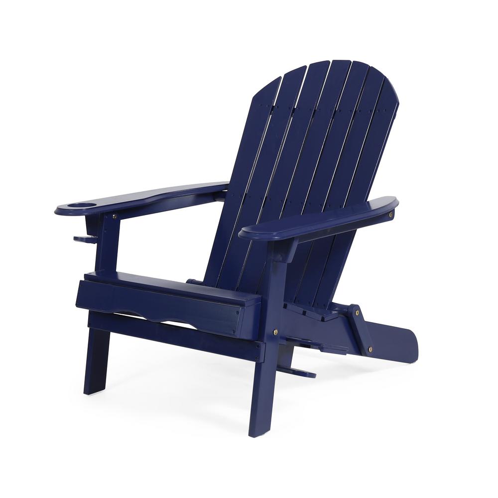 Noble House Lissette Navy Blue Foldable Wood Adirondack Chair (2Pack)82967 The Home Depot