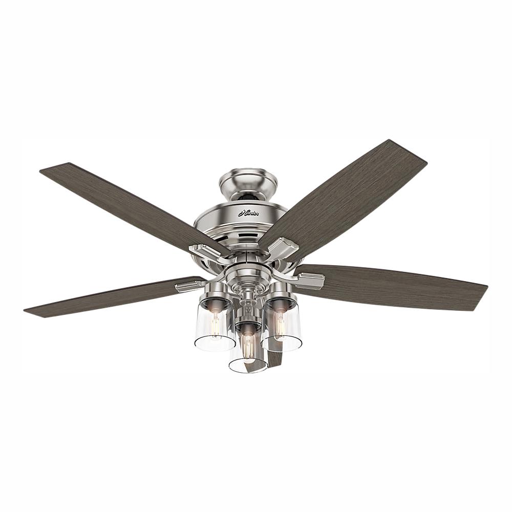 Hunter Bennett 52 In Led Indoor Brushed Nickel Ceiling Fan With 3