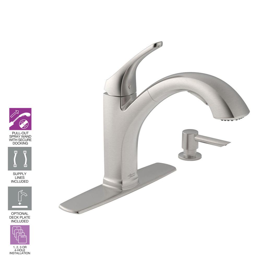 American Standard Barton Single Handle Pull Out Sprayer Kitchen