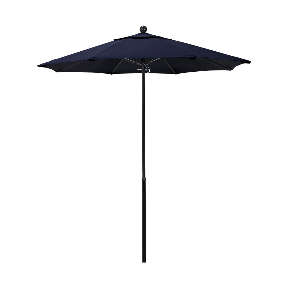 California Umbrella 7 5 Ft Black Complete Fiberglass Market Pulley Open Patio Umbrella In Navy Blue Olefin Effo758 F09 The Home Depot