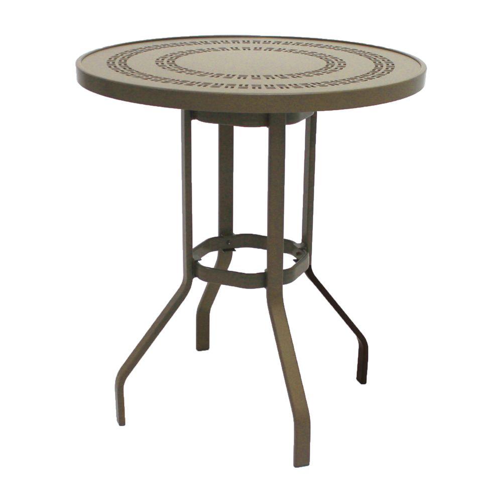 36 In Patio Tables Furniture The Home Depot Marco Island 36 In Brownstone Round Commercial Aluminum Bar Height Patio Dining Table
