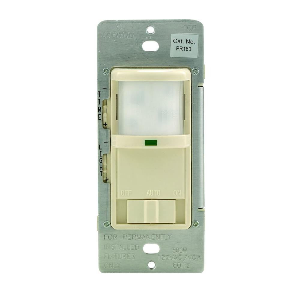 leviton 500 watt 180° occupancy sensor, light almond r58 pr180 1lt