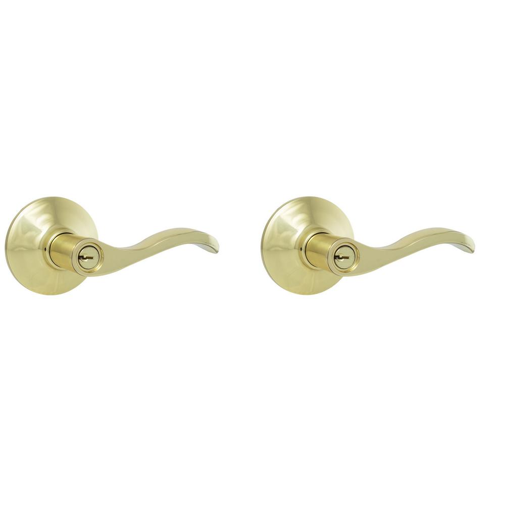 Defiant Naples Polished Brass Keyed Entry Door Lever (2-Pack ...