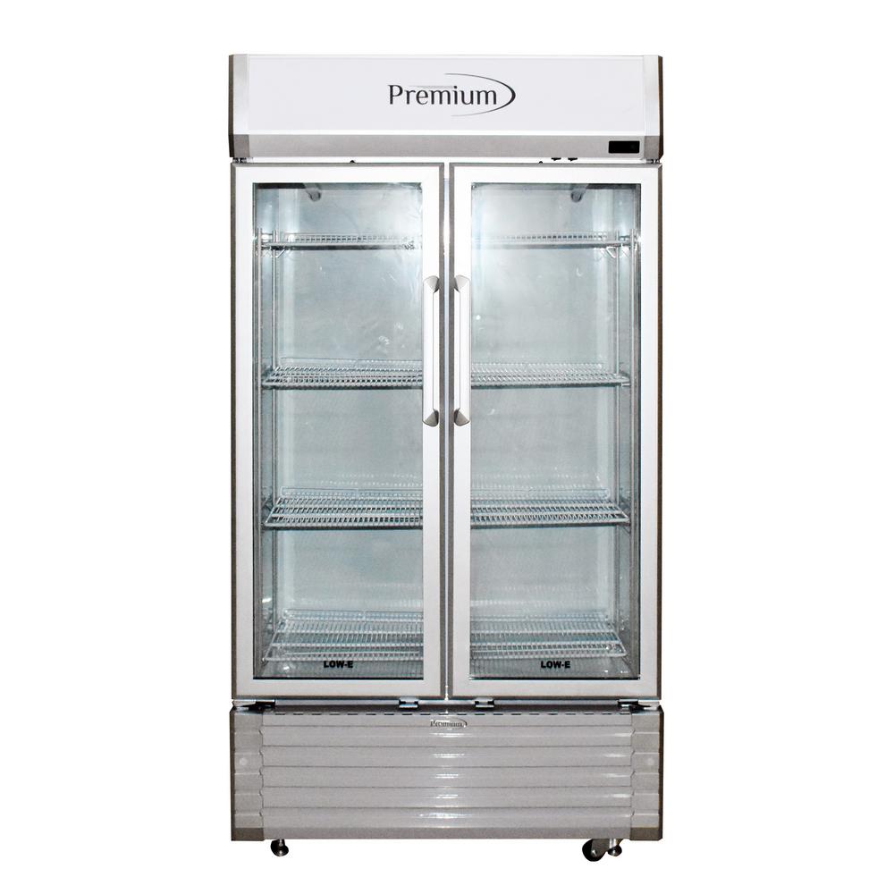 PREMIUM 18 cu. ft. Merchandiser Glass Two Door Refrigerator in Grey