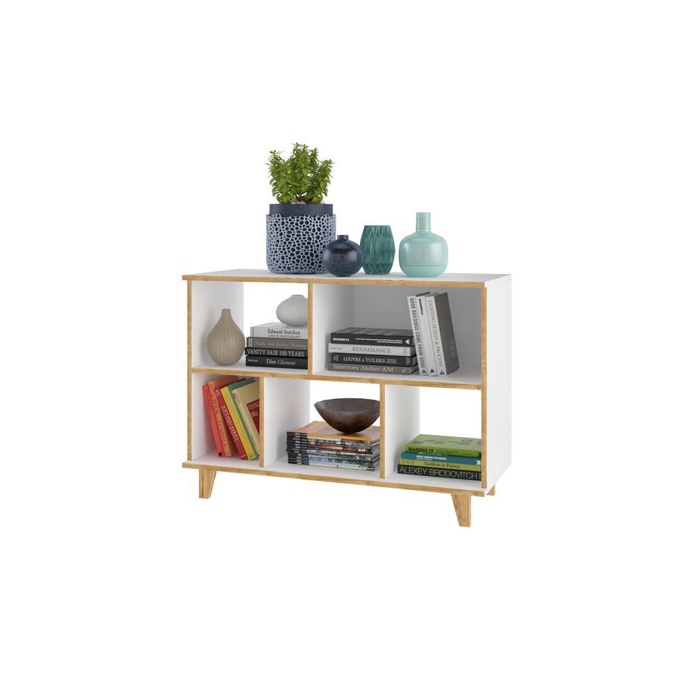 Manhattan Comfort 25 78 In White Wood 5 Shelf Cube Bookcase With