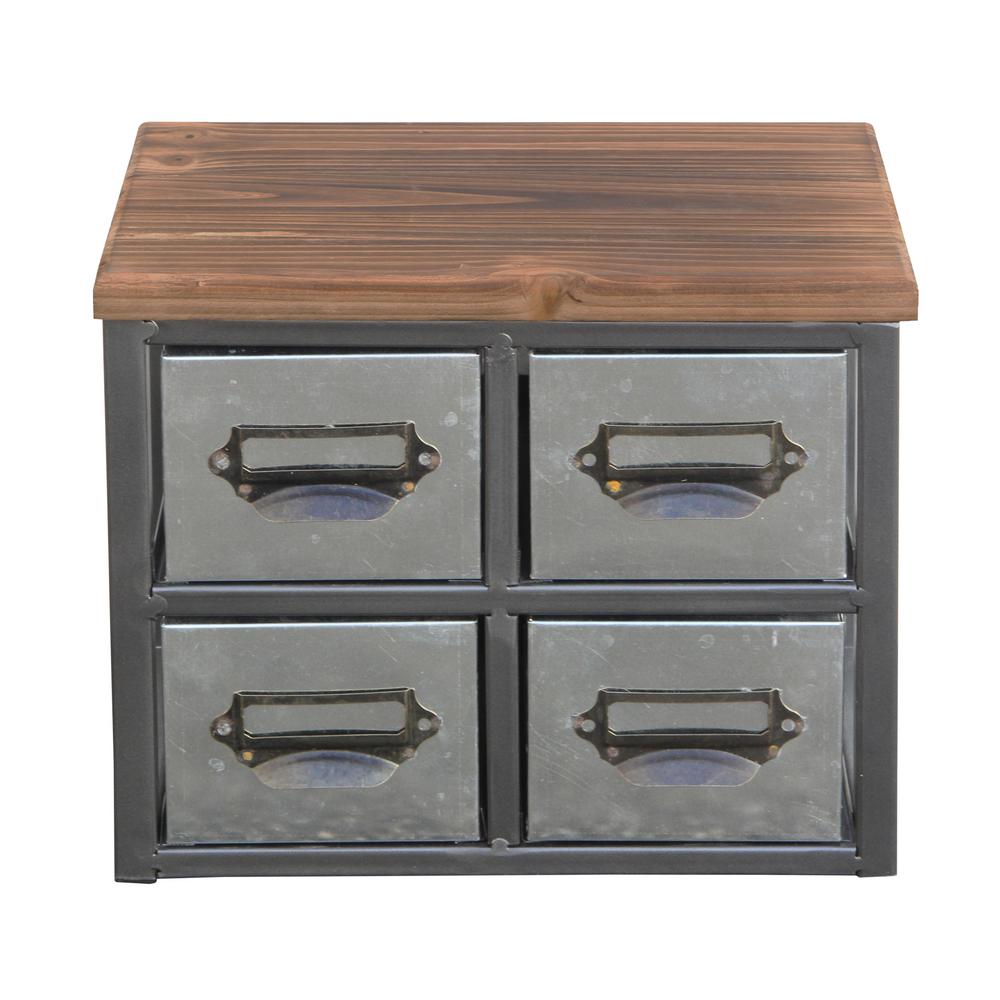 Cheungs Short Galvanized 4 Drawer Vertical Organizer With Label