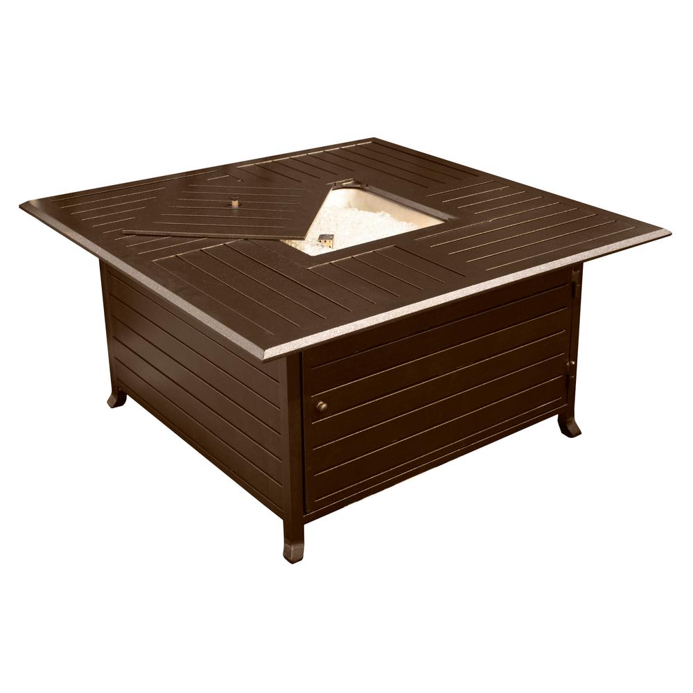 Az Patio Heaters Outdoor Heating Outdoors The Home Depot 45 In Square Slatted Aluminum Firepit Bronze