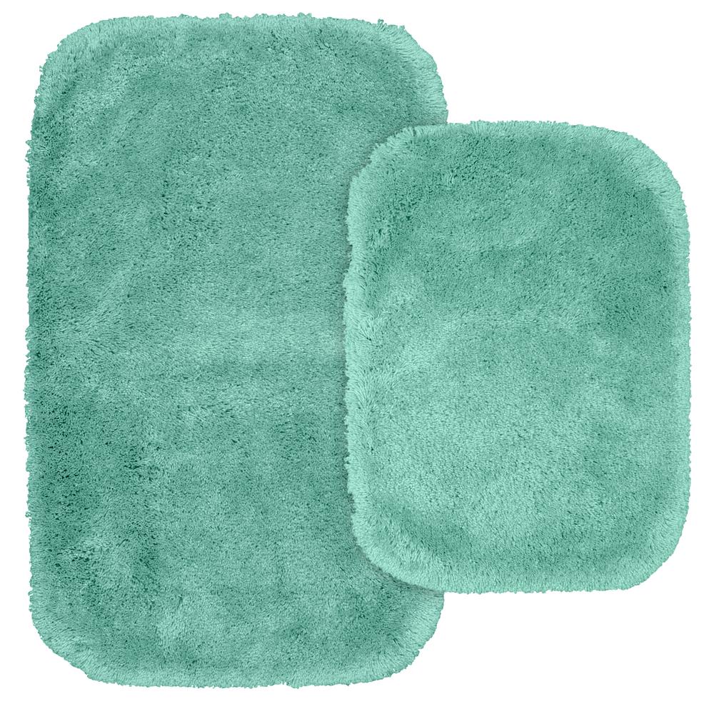 teal bath mat set