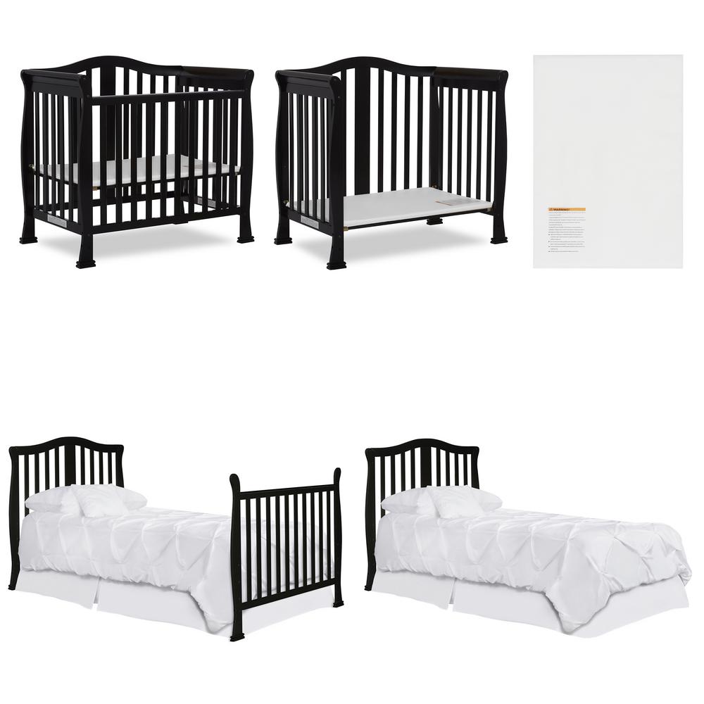 Dream On Me Naples Black 4 In 1 Convertible Mini Crib 633 K The