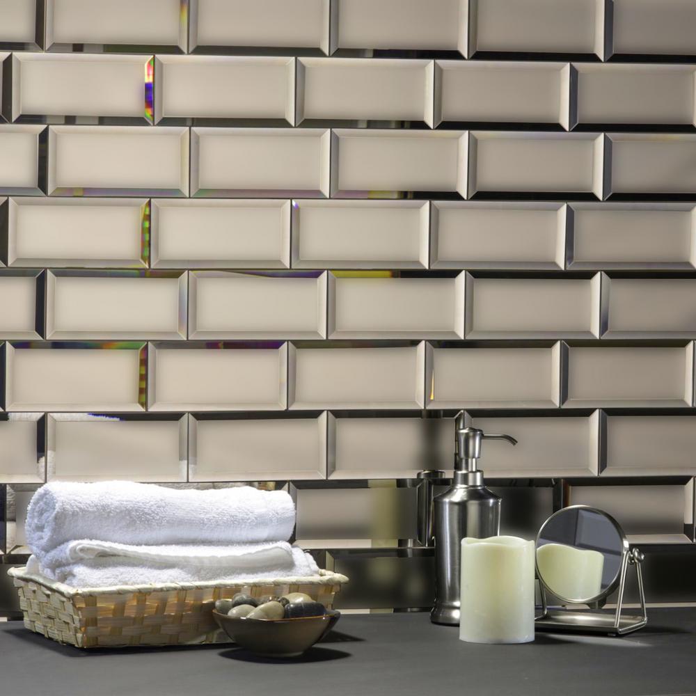 Abolos Subway 3 X 6 Rectangle Gold Beveled Matte Glass Mirror L