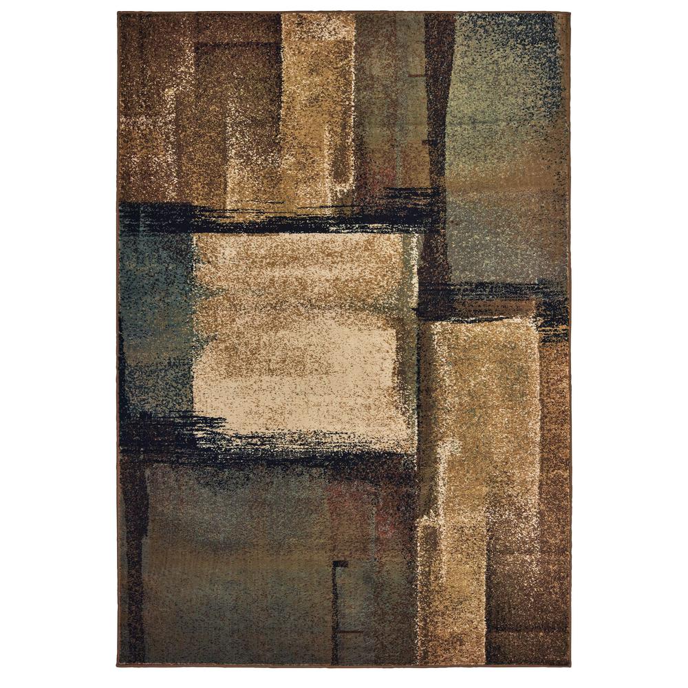 Unbranded Lexington Brown/Blue 8 ft. x 10 ft. Abstract Block Area Rug019972 The Home Depot