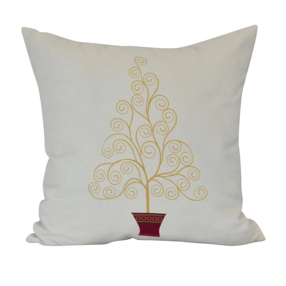 E by design Farmhouse Holiday Off Decorative Geometric Throw Pillow 18 White