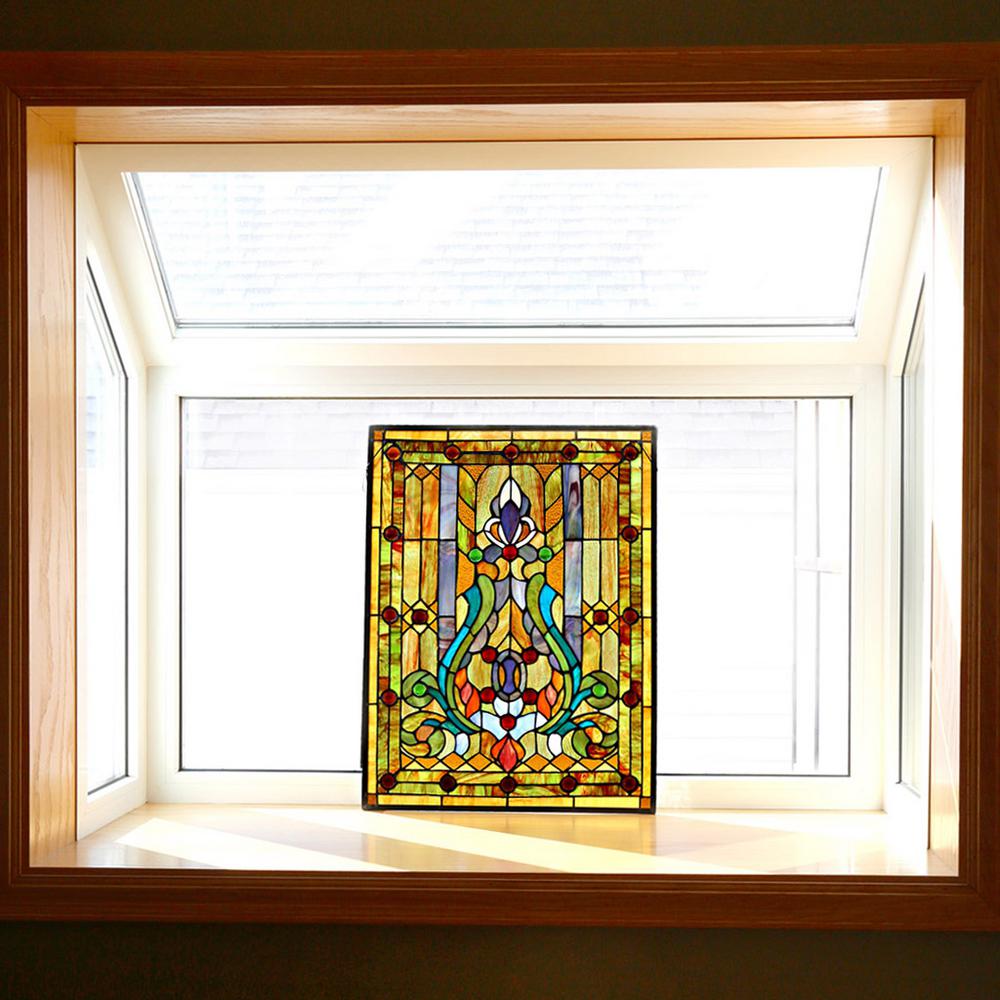 Glass Stained Glass Panels Wall Decor The Home Depot
