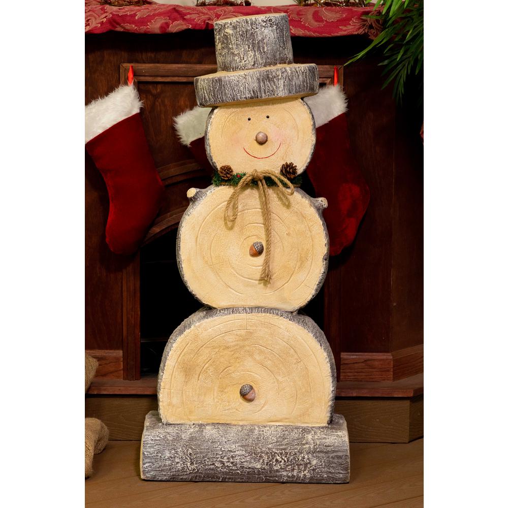Alpine Corporation Wooden Snowman Statue Wtj102l The Home Depot