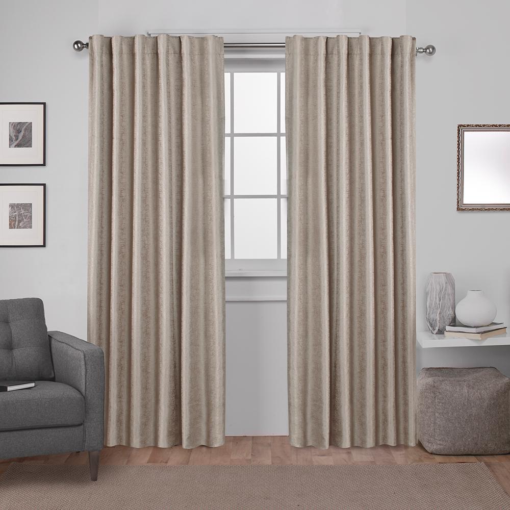Zeus Natural Solid Textured Jacquard Blackout Back Tab Top Window