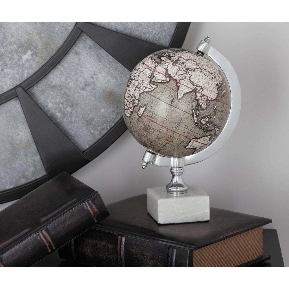 11 in. x 7 in. Modern Decorative Globe in White and Silver-28545 - The ...