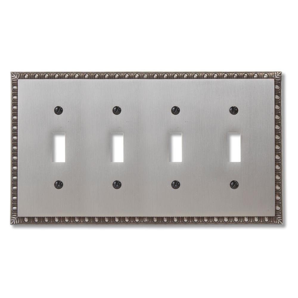 Amerelle Renaissance 4 Gang Toggle Metal Wall Plate Antique Nickel 90t4an The Home Depot 5080