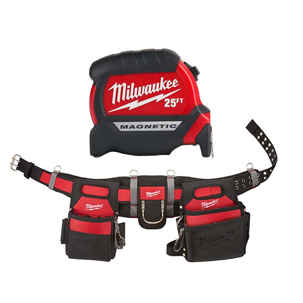 Milwaukee Adjustable Electricians Work Belt with 25 ft. x 1 in. Compact