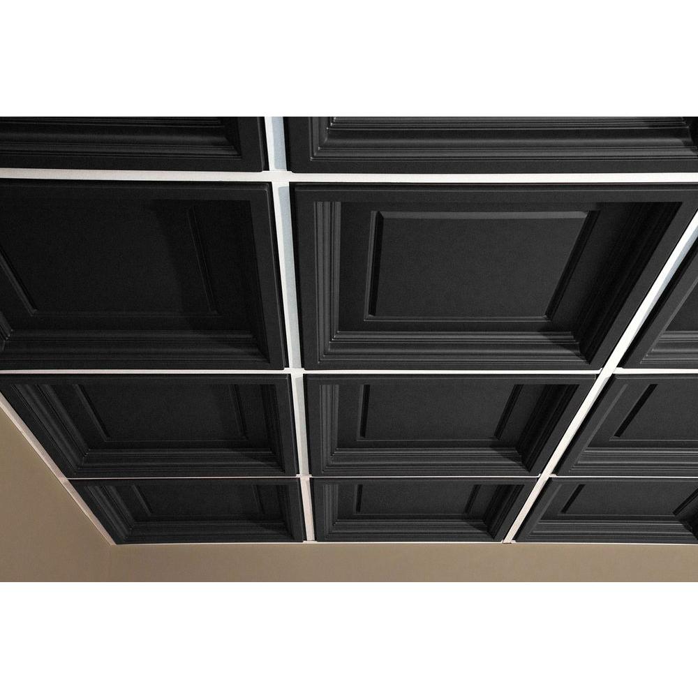 Ceilume Madison Black 2 Ft X 2 Ft Lay In Coffered Ceiling Panel Case Of 6