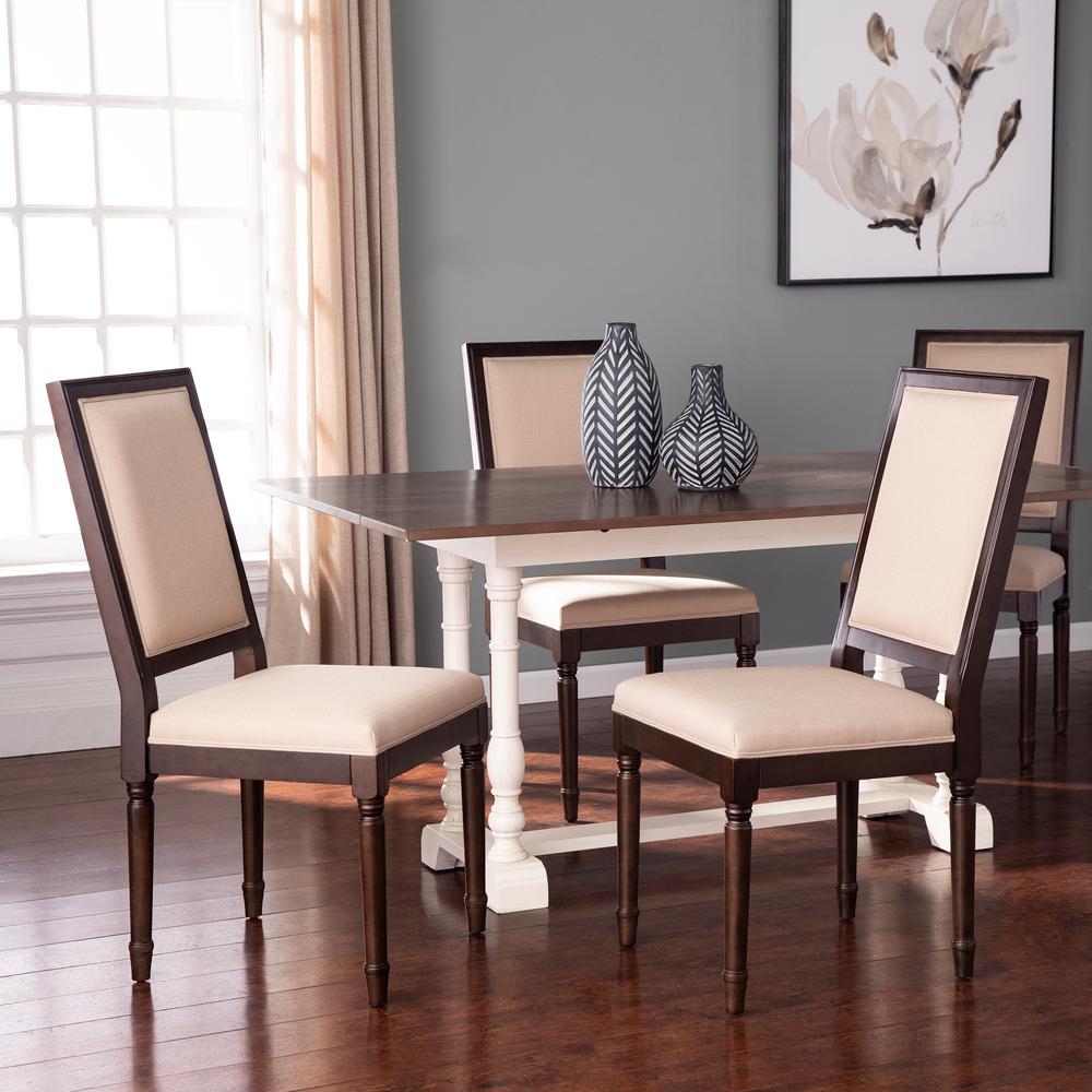 Southern Enterprises Barker Brown and Ivory 39 in. H Upholstered Dining