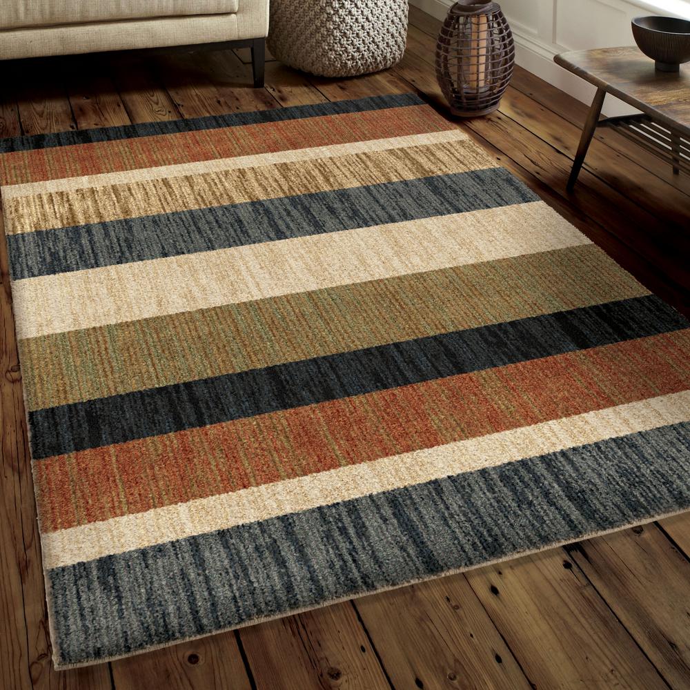 Orian Rugs Layered Sand Plush Stripes Multi 8 ft. x 11 ft. Area Rug ...