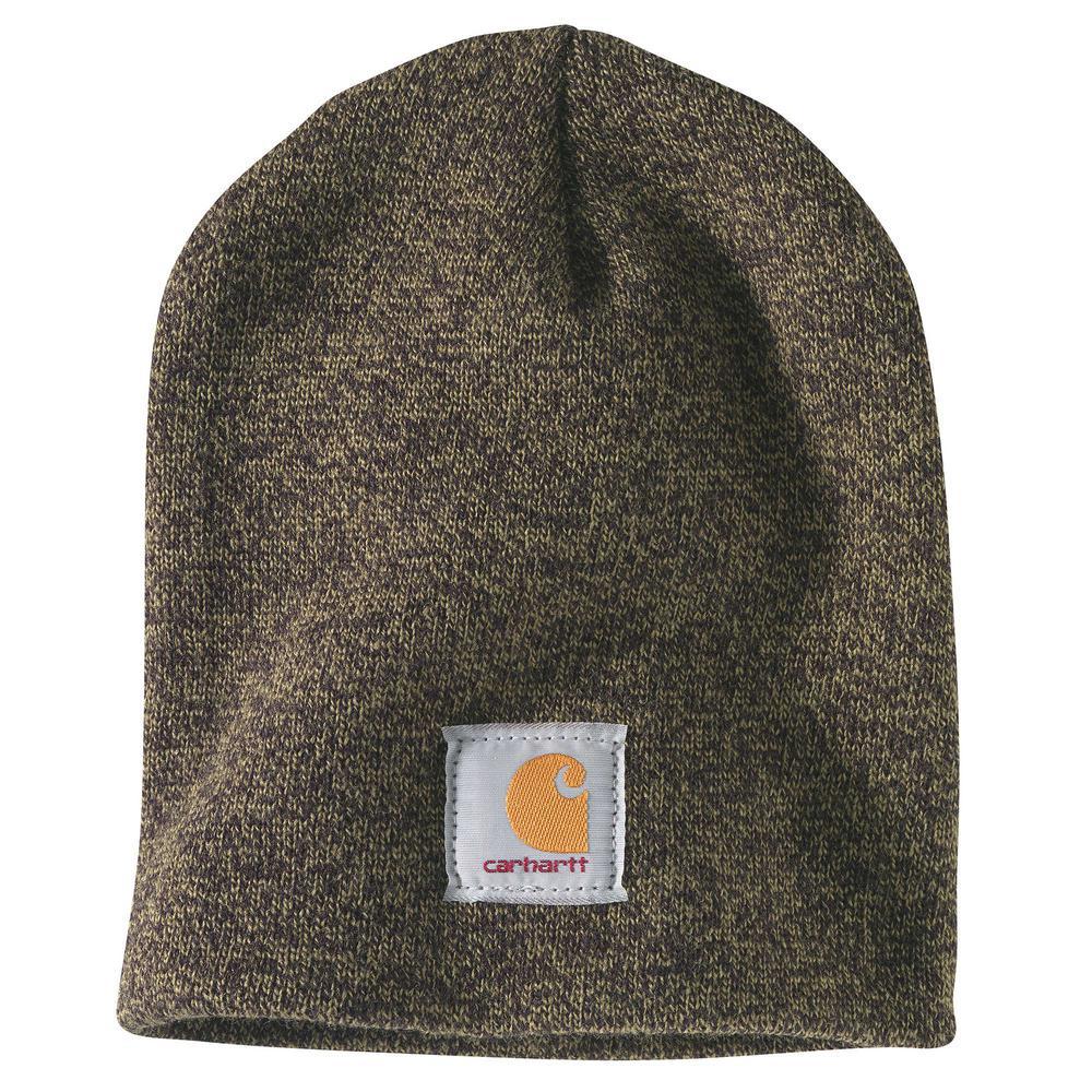 Carhartt Men's OFA Military Olive/Black Marl Acrylic Knit Hat-A205-G06 ...