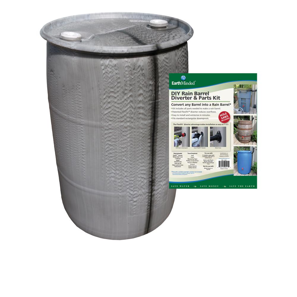 Earthminded Ugly 55 Gal Off Color Diy Rain Barrel Bundle With Diverter System