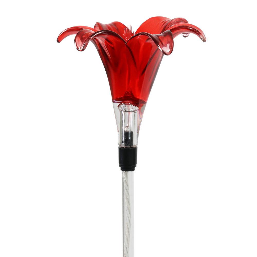 Exhart Solar Lily 2.92 ft. Red Plastic Garden Stake18848RS The Home