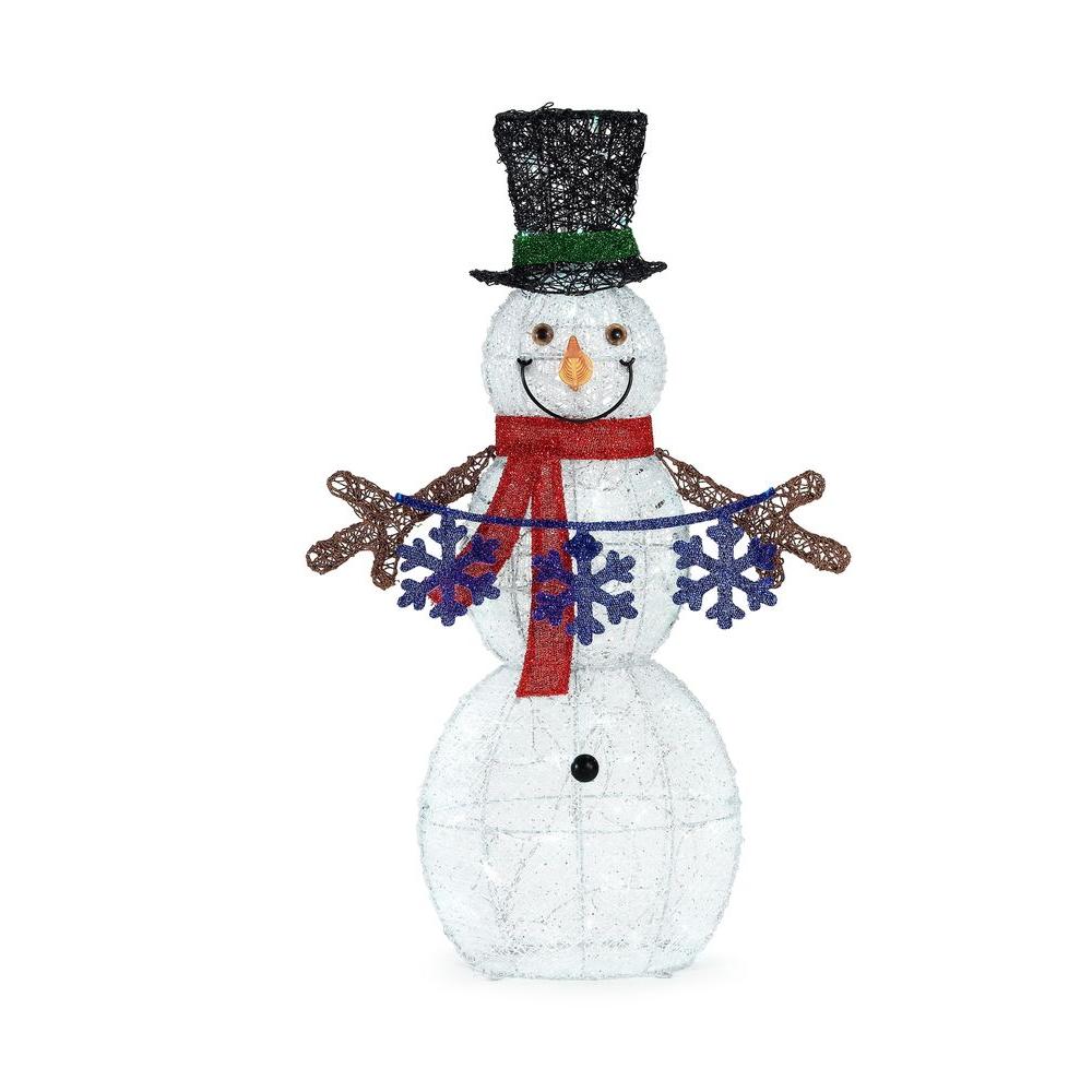 Home Accents Holiday 37 In Led Lighted Cool White Acrylic Snowman Home Accents Holiday 37 In Led Lighted Cool White Acrylic Snowman Holding Snowflake String