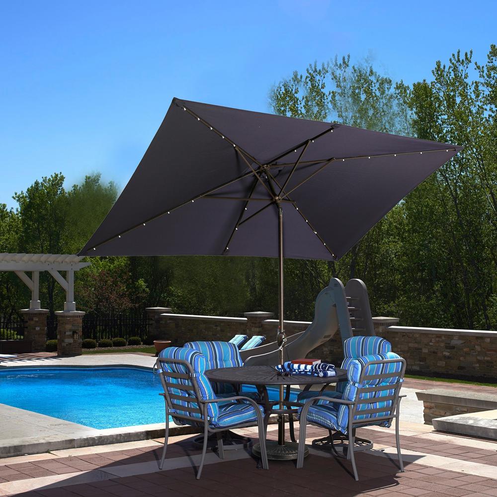 Casainc 10 Ft Aluminum Rectanglar Market Led Patio Umbrella In Navy Blue Wf Sm Rled300ny The Home Depot