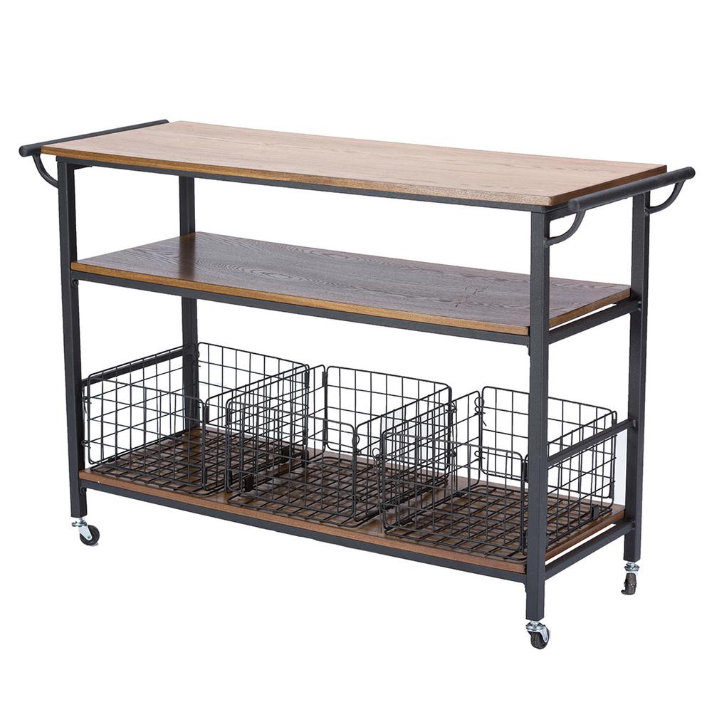 Baxton Studio Lancashire Medium Brown Kitchen Cart 28862 Baxton Studio Lancashire Medium Brown Kitchen Cart 28862
