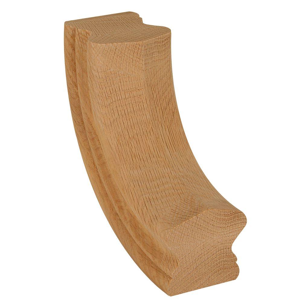 Stair Parts Unfinished Red Oak 90 Degree Up Easing Handrail Fitting7514R000SI00L The Home Depot