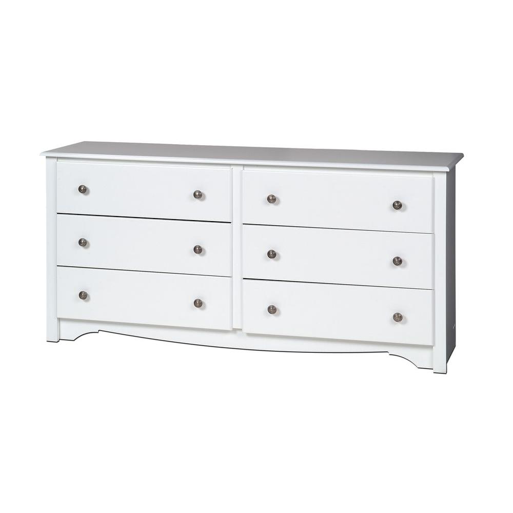 Prepac Monterey 6 Drawer White Dresser Wdc 6330 K The Home Depot