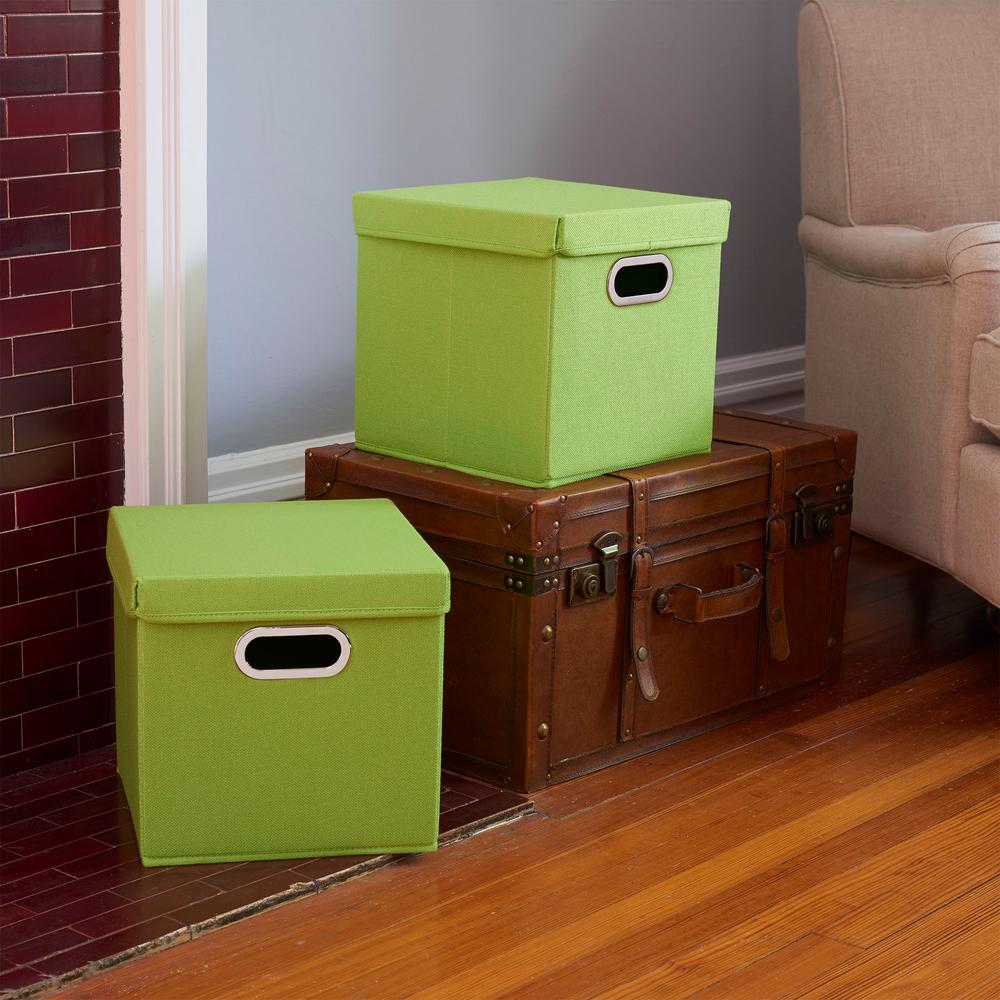 Household Essentials 11 in. x 11 in. Apple Heather Linen Bin Set (2