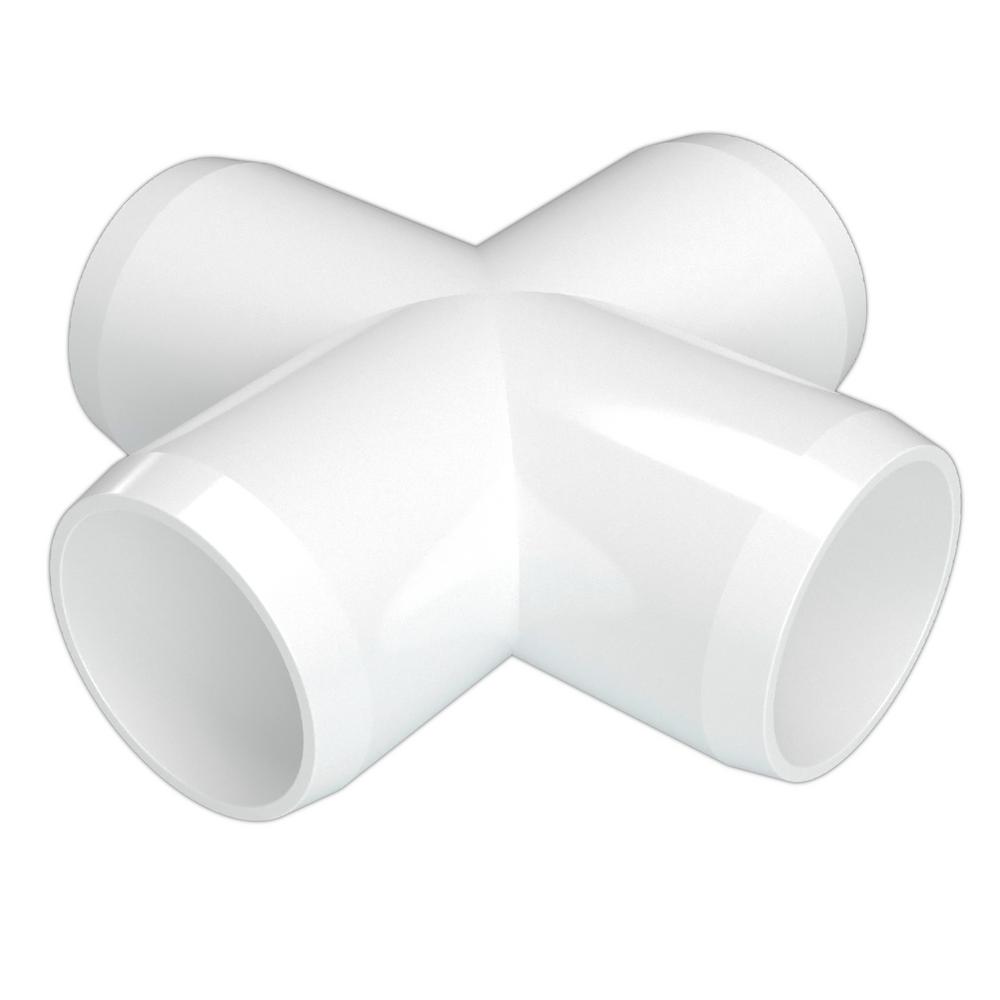 Formufit 1 in. Furniture Grade PVC Cross in White (4-Pack)-F001CRX-WH-4 ...