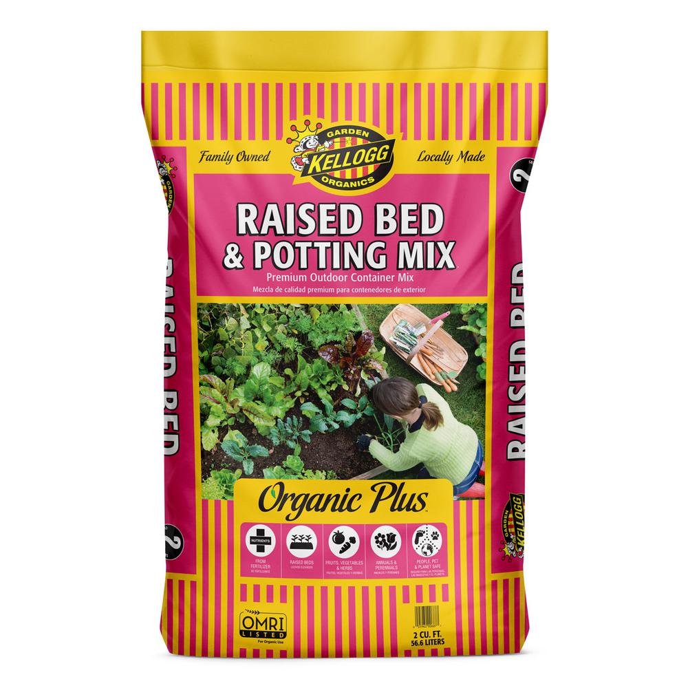 Kellogg Garden Organics 2 Cu Ft Raised Bed And Potting Mix Premium Outdoor Container Mix 687 The Home Depot