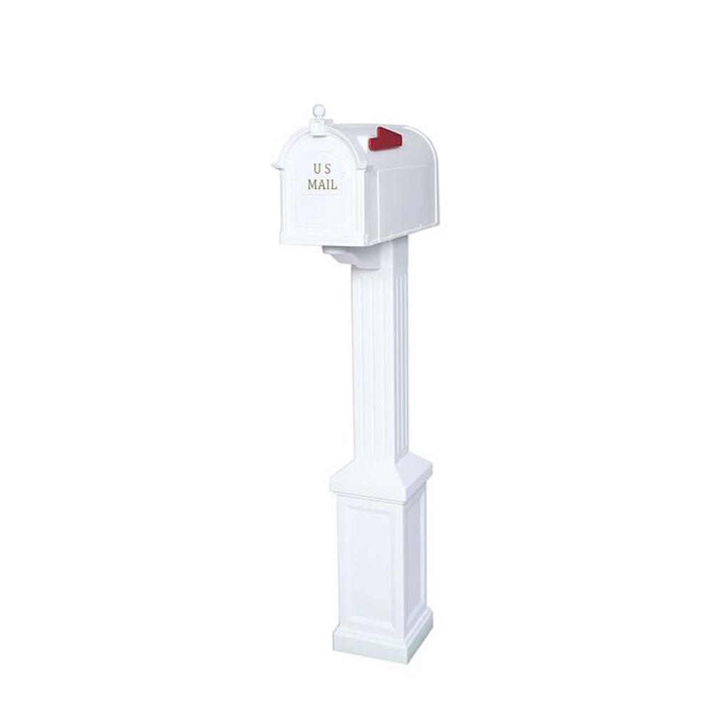 Postal Pro Mailbox Post Kit Fits Over 4x4 Non-Locking Rust Proof Plastic White