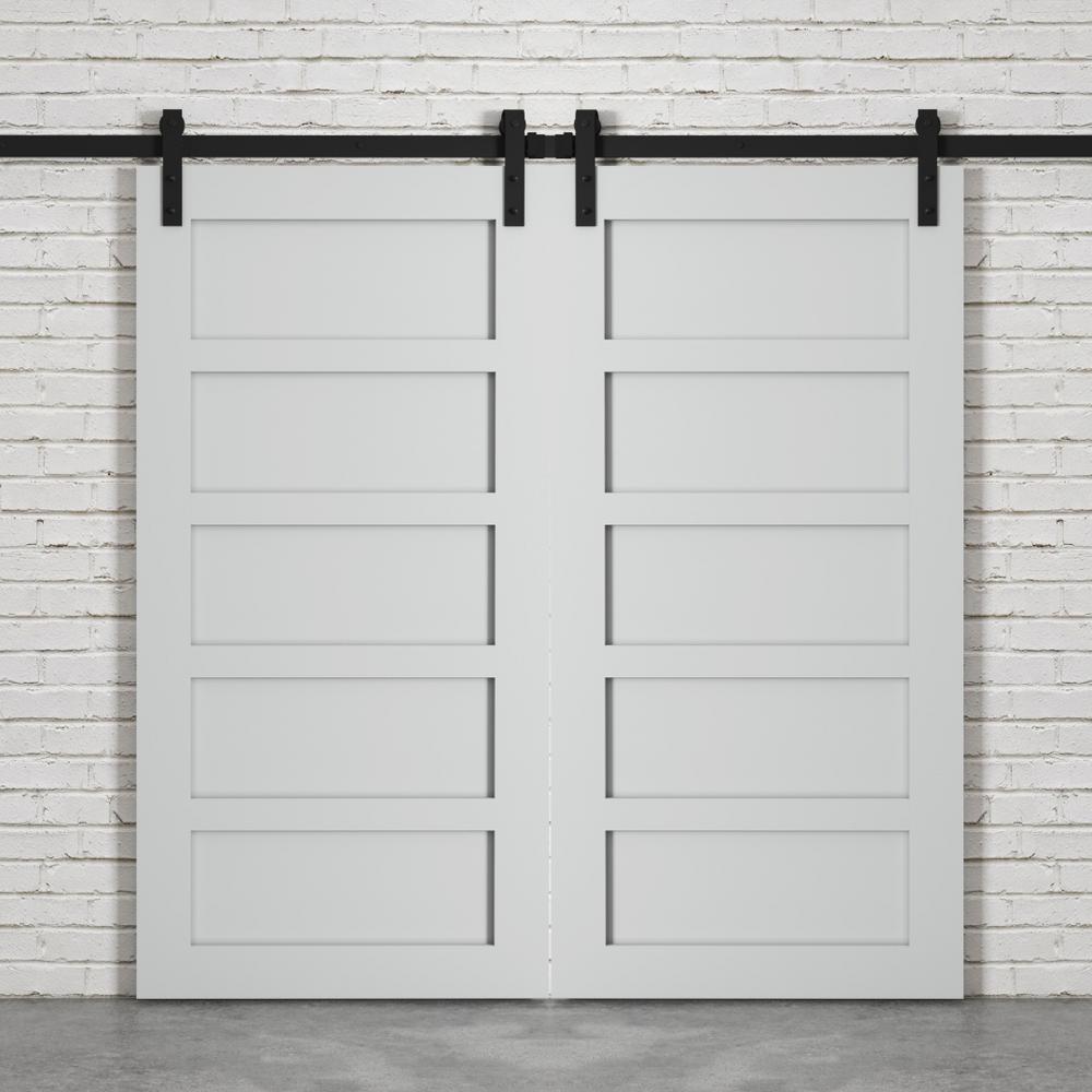 Urban Woodcraft Seattle 40 X 83 Modern Double Barn Door With Hardware Kit Grey