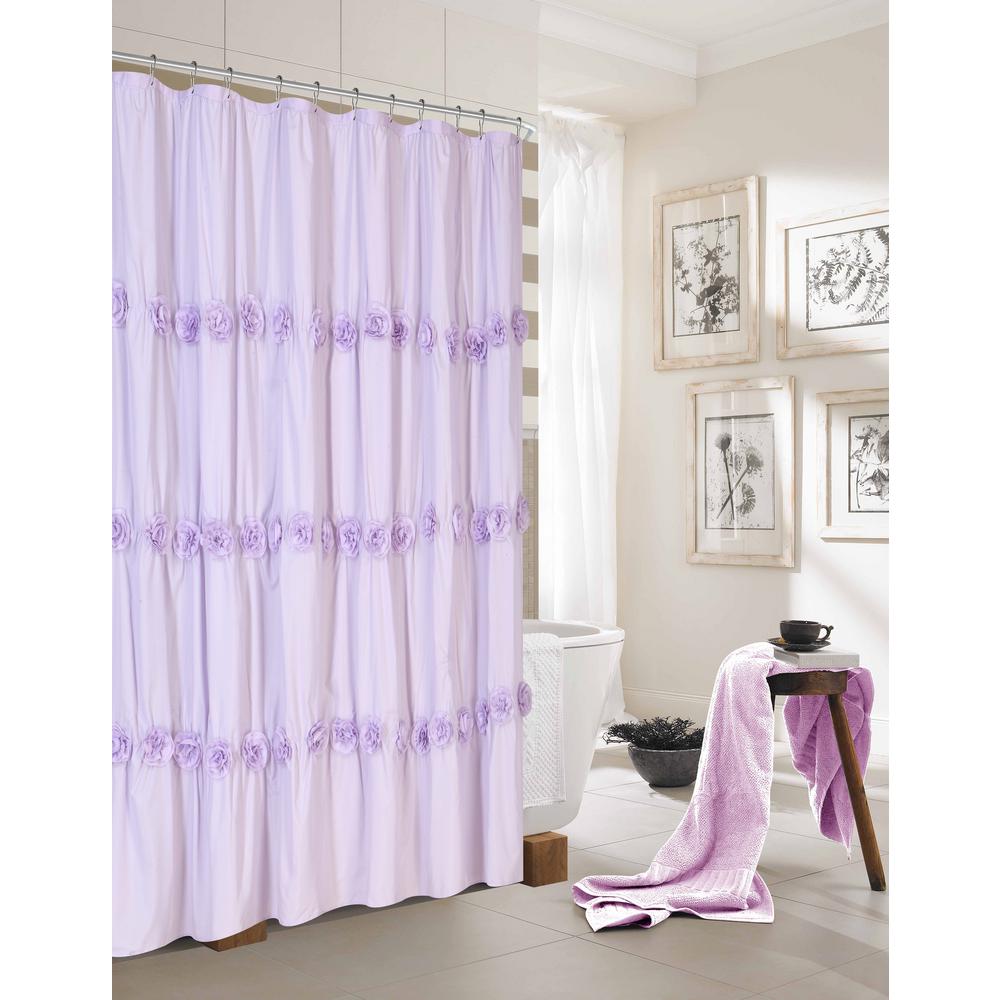 Rosette 72 inch Lilac Shower Curtain