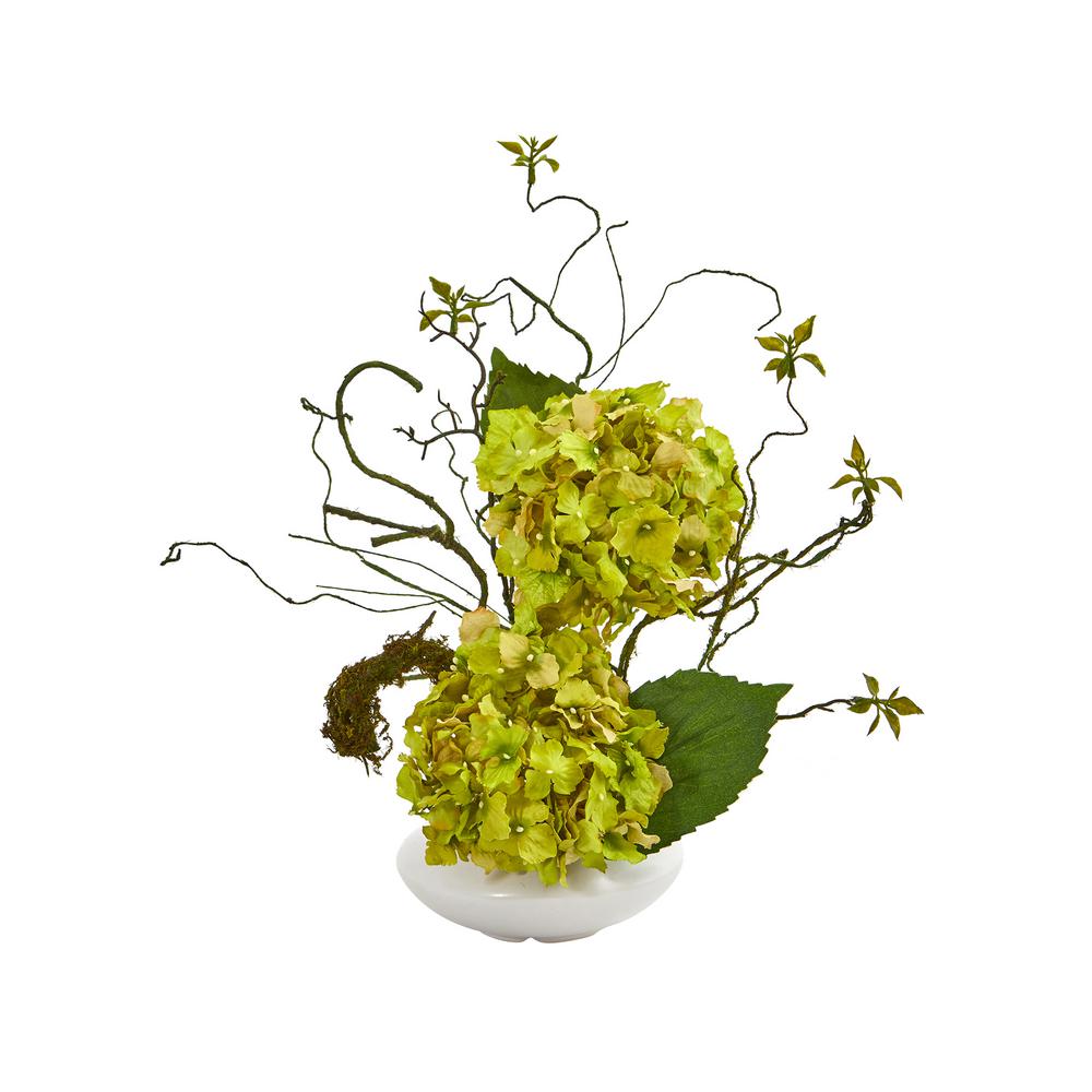 B Nearly Natural 1373-GR Hydrangea Silk Arrangement with Floral Planter