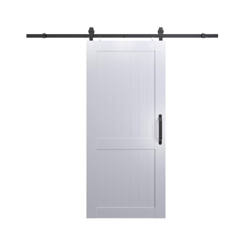 Pinecroft 36 In X 84 In Millbrooke White H Style Ready To Assemble Pvc Vinyl Sliding Barn Door With Hardware Kit