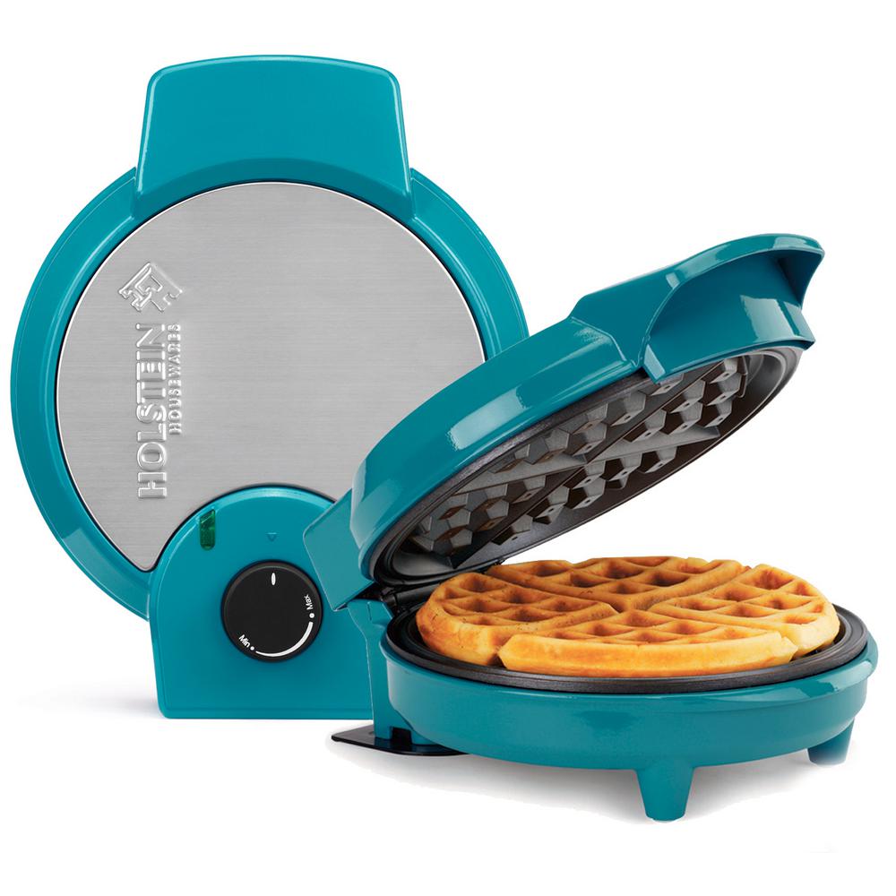 HOLSTEIN HOUSEWARES Non-Stick Waffle Maker Teal by HOLSTEIN HOUSEWARES