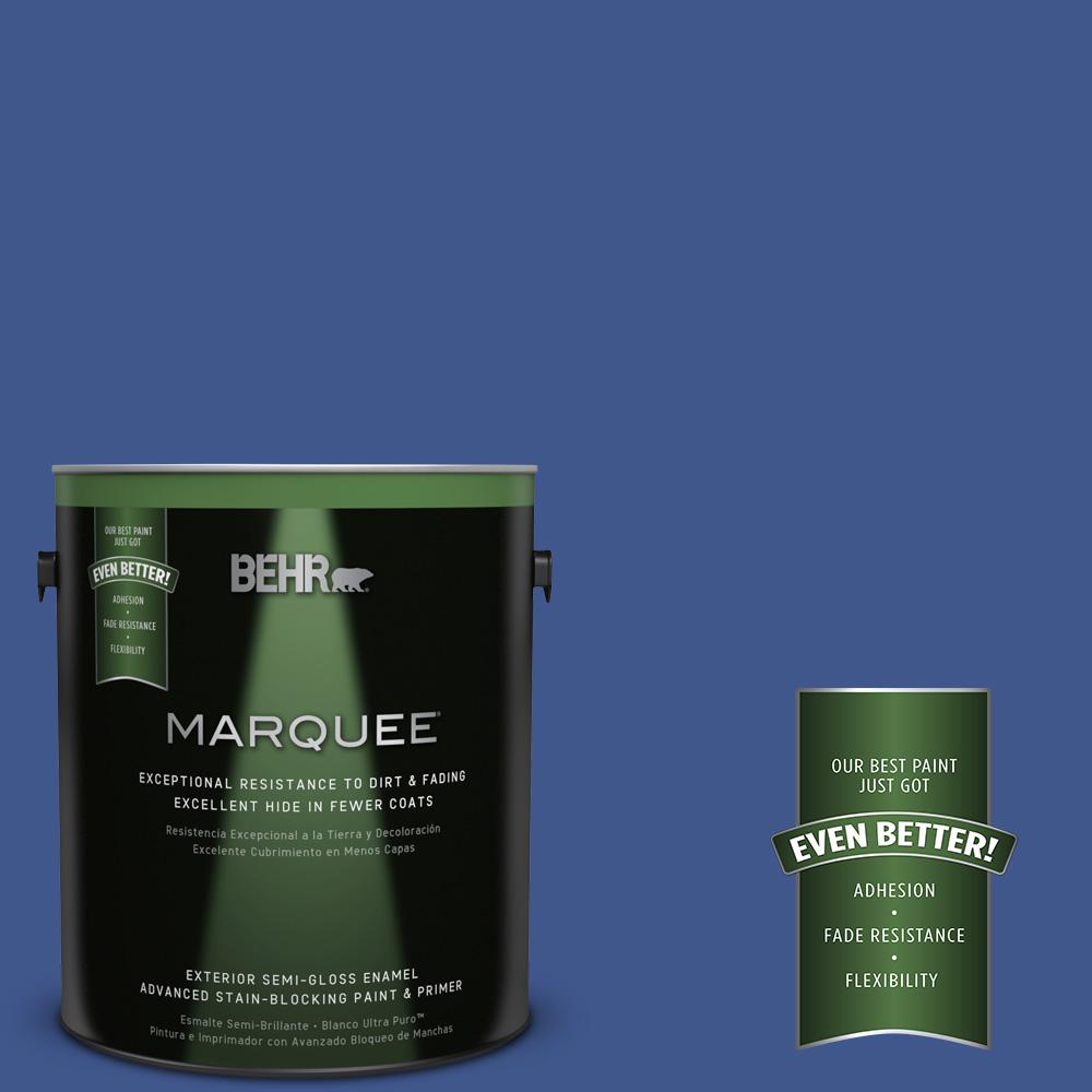 BEHR MARQUEE 1-gal. #PPU15-3 Dark Cobalt Blue Semi-Gloss Enamel ...