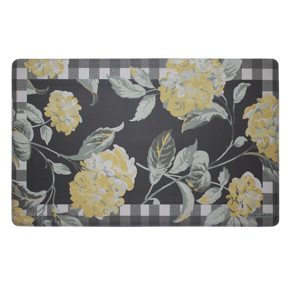 Glam Kitchen Rugs Mats The Home Depot Hydrangea Checkered Fl Chamomile 20 In X 32 Memory Foam Kitchen Mat