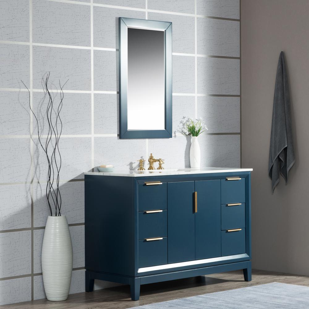 Water Creation Elizabeth 48 in. Monarch Blue With Carrara White Marble Vanity Top With Ceramics ...