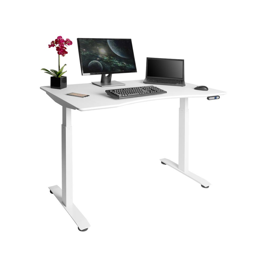 Seville Classics AIRLIFT White Electric S2 Standing Desk Frame /w 54 in ...