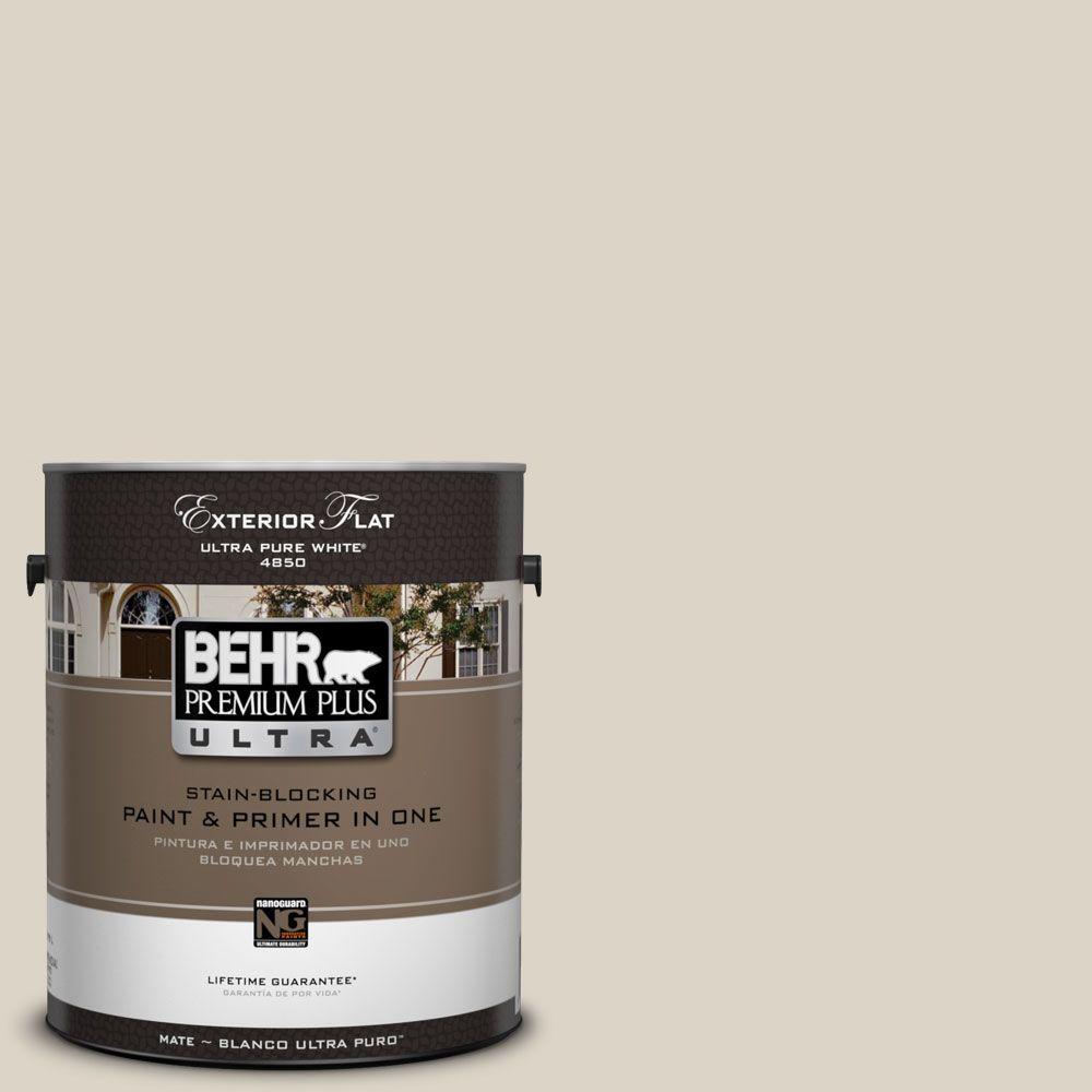 BEHR Premium Plus Ultra 1Gal. UL17014 Canvas Tan Flat Exterior Paint