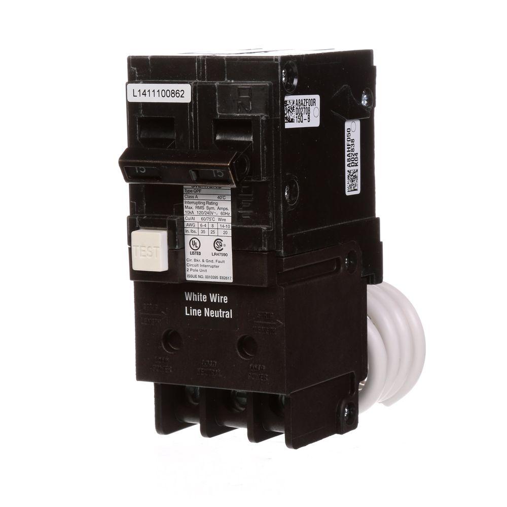Leviton Branch Circuit Breaker, GFCI 2Pole 15 Amp, 120Volt/240Volt