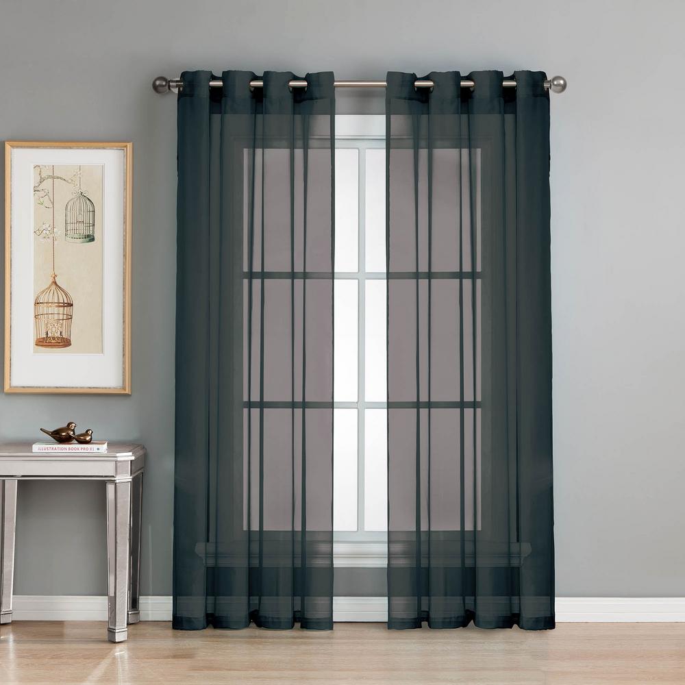 Window Elements Sheer Diamond Sheer Voile Black Grommet Extra Wide